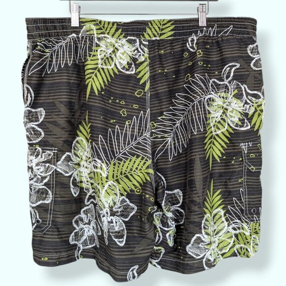 (2/$20) Caribbean Joe Brown Floral Swim Trunks - Picture 2 of 6